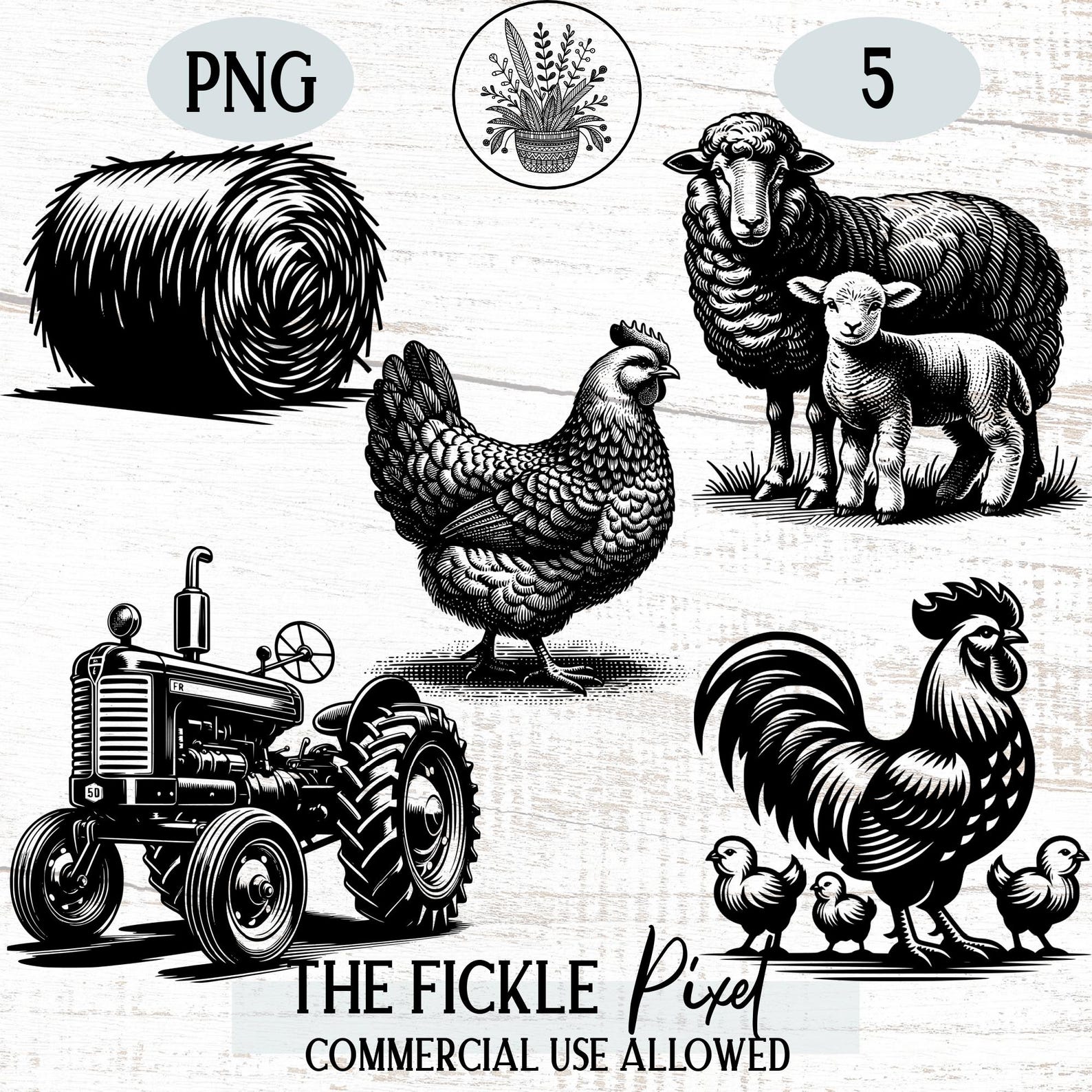 Farm Animal PNG Graphics Bundle, Farm Cut Files, Laser Engrave File ...