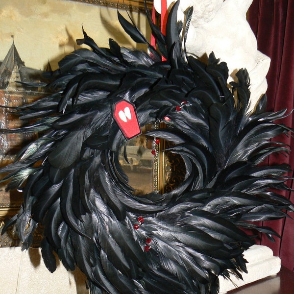 FANGTASTIC Feathers and Vampire Fangs Halloween Wreath