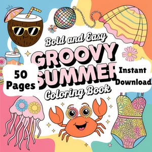 Groovy Summer Coloring Book: 70s Retro Hippie Art (PDF)