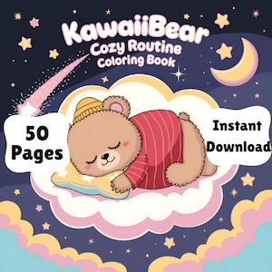 Kawaii Bears Coloring Book: Cozy Routine, Pastel Art (PDF)