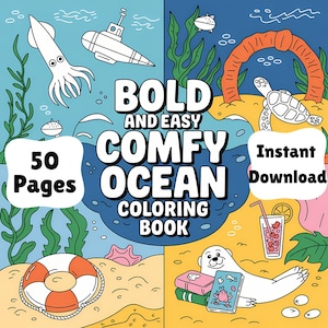 Ocean Coloring Book: 50 Relaxing Sea Life Pages (Digital Download)