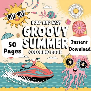 Groovy Summer Coloring Book: 70s Retro Hippie Art (PDF)