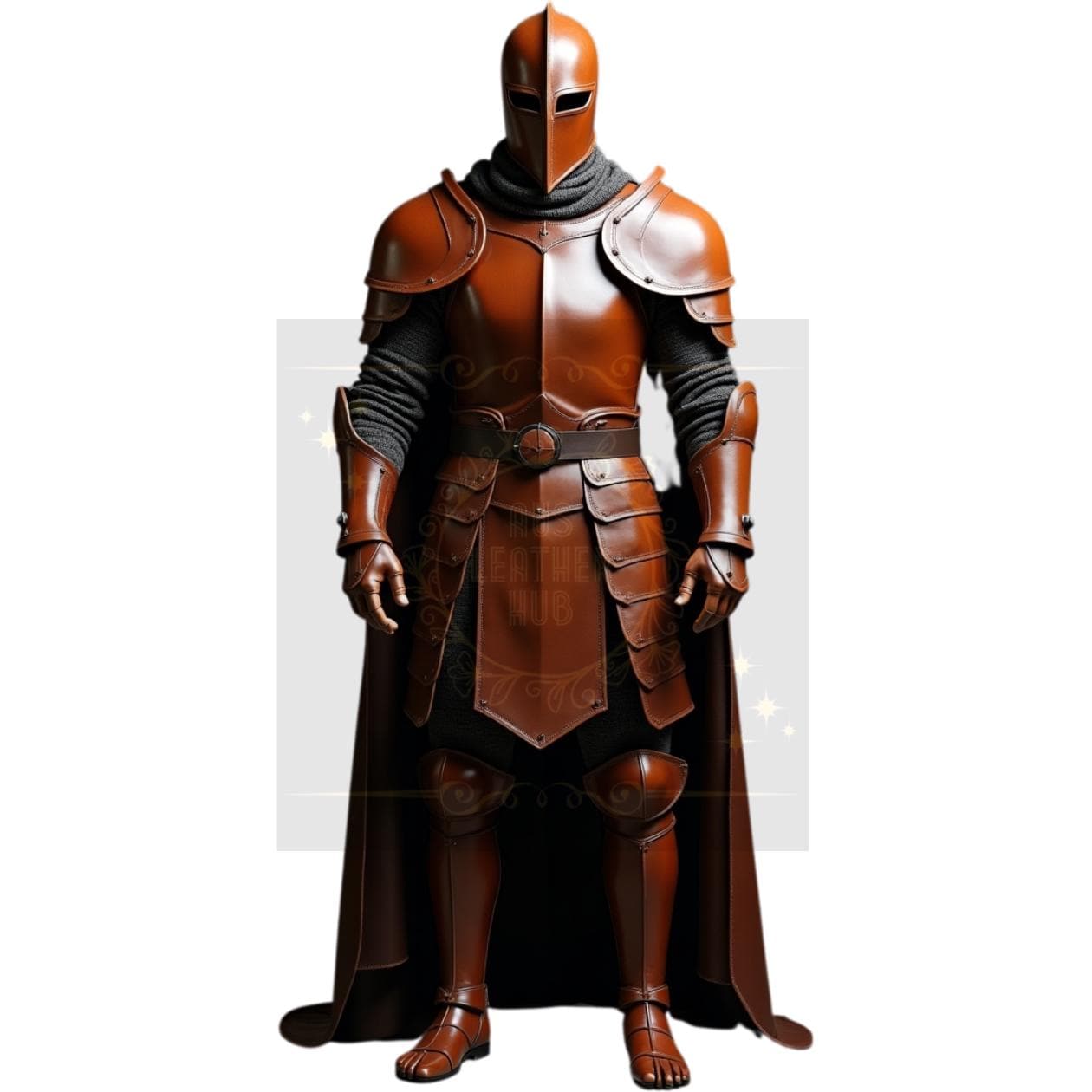 Handcrafted Leather Medieval Knight Armor: Cosplay Renaissance Suit with Cape