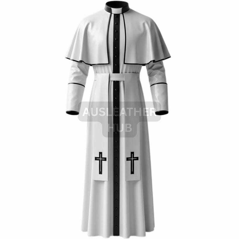 Leather Robe White White Cleric Robe: Leather Religious Costume With Crosses - Etsy