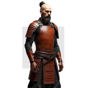 Handcrafted Leather Samurai Armor - Authentic Warrior Costume - Medieval Warrior Leather Armor - Perfect for LARP & Cosplay