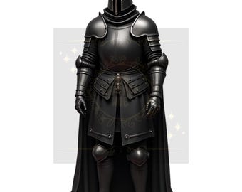 Handcrafted Black Leather Medieval Knight Armor Cloak: Gothic Cosplay LARP