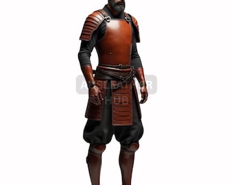 Armatura da samurai in pelle fatta a mano: costume da guerriero medievale per LARP