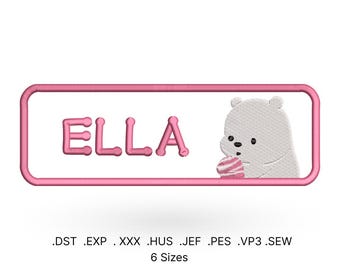 Motif de fichier de broderie Machine cadre polaire, enfants, un espace pour le texte, mignon, personnalisé, Split, forme, monogramme, animal, cadeau prénom bébé garçon fille