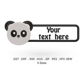 Motif de broderie cadre panda : monogramme divisé (téléchargement numérique)