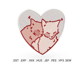 Motif de broderie chats arc-en-ciel : motif tête de chat duveteux (téléchargement numérique)