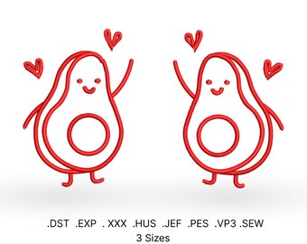 Avocado Heart Embroidery Design: Valentine's Gift (Digital Download)