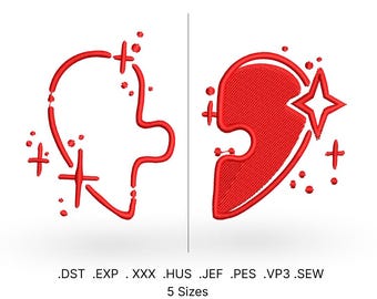 Couple Embroidery, Machine Embroidery File, Valentine&#39;s Day, Embroidery Pattern, Love Embroidery, Heart, Embroidery Design, Wedding Gift.