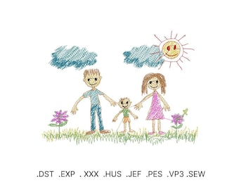 Familieportret: borduurontwerpbestand