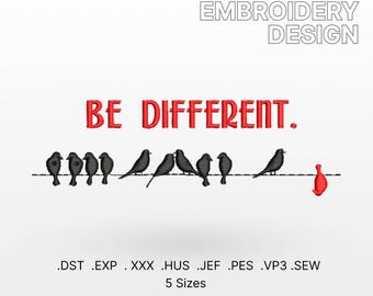 Motif de broderie machine oiseaux sur fil : soyez différent (téléchargement numérique)