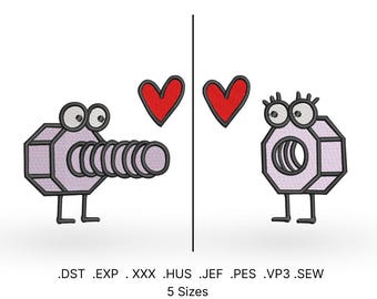Technical Love Embroidery Design File, Machine Files, Custom gift, Love, Valentine&#39;s Day, couple, dst, exp, xxx, hus, jef, pes, vp3, sew