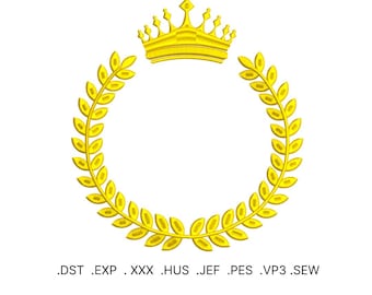 Crown with Laurel Wreath - Embroidery Design File