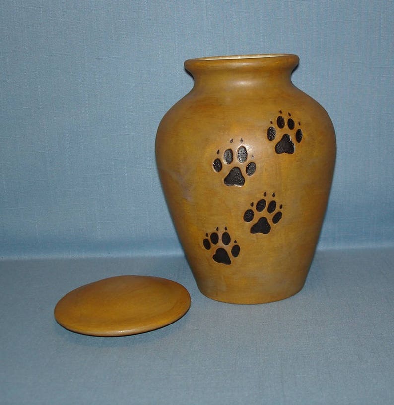 Aged Moss Dog Paw Print Medium Pet Urn Paw Print
