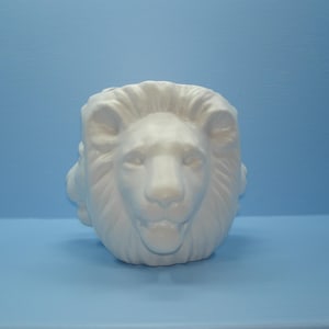 Lion Head Flower Pot, Planter, Succulent Planter, Herb Pot, Cactus Planter, Matte White