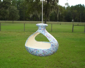 Ceramic Bird Feeder, Bird Bath, Hanging Planter, Mixed Berry Surprise