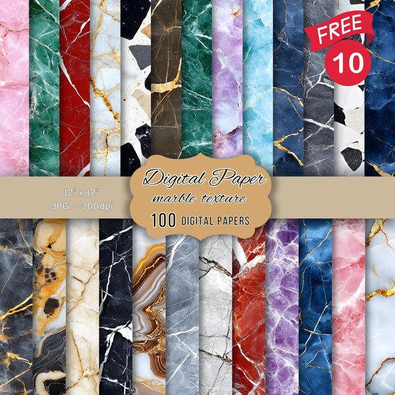 100 Marble Texture Digital Paper: Scrapbooking & Crafts (Digital Download)