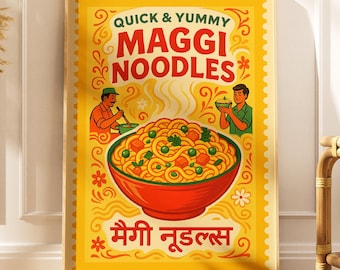 Instant Noodles Wall Art Printable – Indian Food Poster | Kitchen Decor Digital download