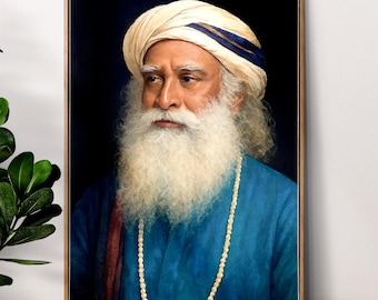 Sadhguru Watercolor Art Print – Indian Spiritual Guru Portrait | Digital Download