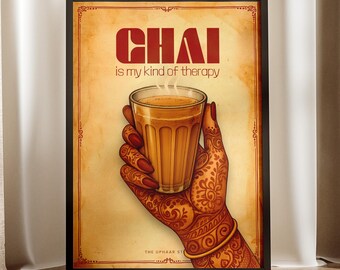Chai Wall Art Poster | Desi Chai Kitchen Decor | Indian Tea Lover Print | Digital Download