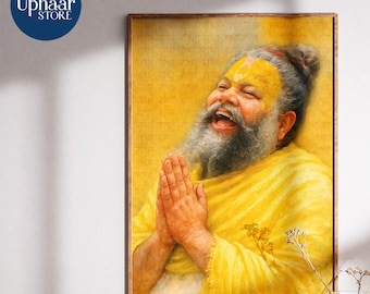Premanand Ji Maharaj Watercolor Portrait Painting: Hindu Spiritual Guru Art (Digital Download)