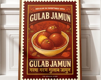 Gulab Jamun Indian Dessert Art Print Poster, Retro Foodie Gift Wall Art | Instant Download