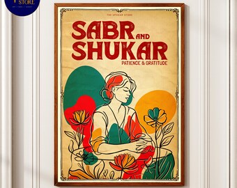 Sabr and Shukar (Patience And Gratitude) Art Print Poster, Boho Mindfulness Spritual Wall Decor