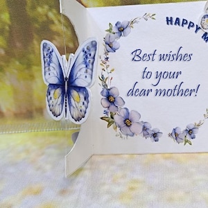 3D-kaartsjabloon vlinder Moederdag: doe-het-zelf papierkunst. DIY-kaartsjabloon vlinder voor moeder - digitaal Moederdagcadeau.