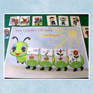 El juego educativo "La Oruga" es una secuencia impresa de historias para que los niños aprendan en casa.