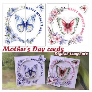 Biglietto di auguri con farfalla 3D per la mamma - Modello di ritaglio fai da te, modello di biglietto con farfalla stampabile - Lavoretto fai da te per la festa della mamma.