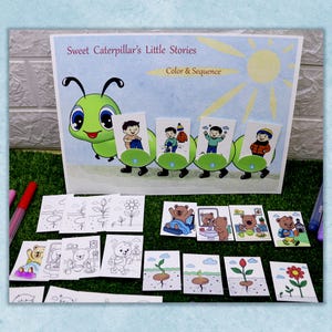 Het educatieve spel 'Rups' is een gedrukte reeks verhalen voor kinderen om thuis te leren.