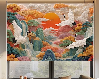 Tende a rullo oscuranti Vibrant Sky Japanese Crane, Aironi e Uccelli