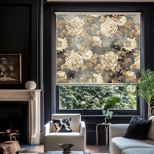 Vintage William Morris Style Print Roller Blind, Beige Peony Roller Shades, Floral Window Covering, Window Curtain, Kitchen for roller blind