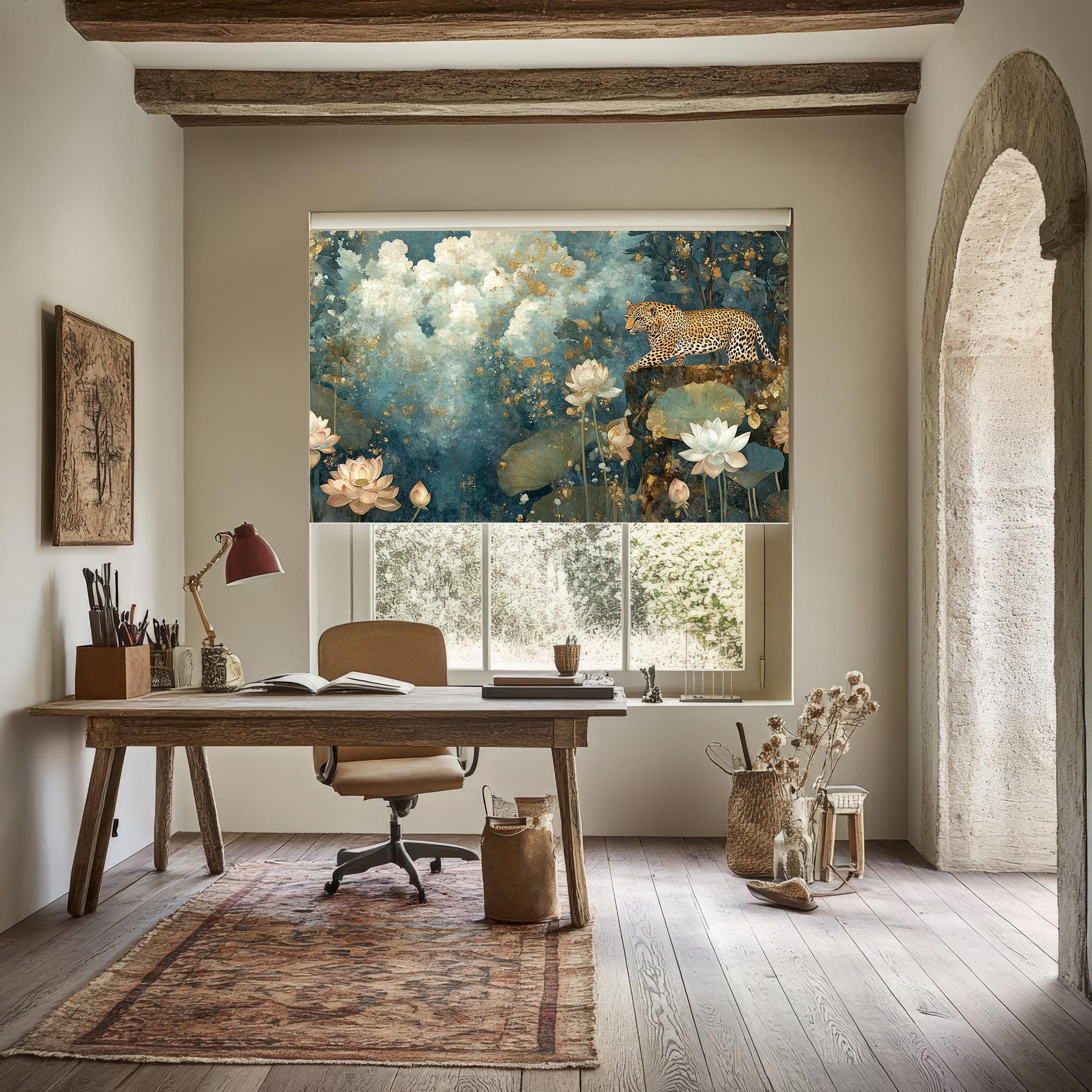 Luxury Leopard Botanical Roller Blind Exotic Window Decor - Etsy