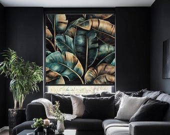 XL Starlily Flowers Roller Blinds, Livingroom for Blackout Roller Shades, Tropical Leaves Window Covering, Bedroom for roller shades
