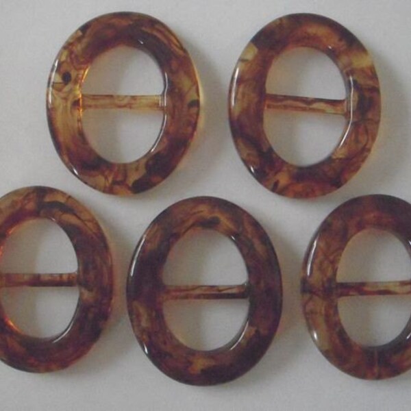 Lot of 10 Tortoise Shell Like Lucite Belt Buckles for kimonocards