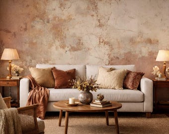 Beige Textured Wall Mural, Rustic Plaster Wallpaper, Neutral Earth Tone Decor, Modern Farmhouse Living Room Wall, Minimalist Boho Wallpaper