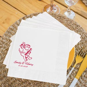 Personalized Cheers to Love Cherub Napkins, Romantic Italian Wedding Cocktail Napkins, Cupid Cin Cin, Bachelorette Napkins, Bridal Shower