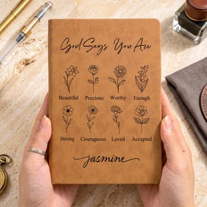 Diario cristiano personalizado con nombre, regalos cristianos para mujeres, estudio bíblico, cuaderno de oración de cuero, regalo basado en la fe, regalos religiosos
