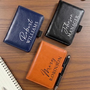 Personalized New Job Gift, Custom Leather Mini Notebook, Pocket Notepad with Pen, Corporate Gifts for Employees, Employee Appreciation Gifts
