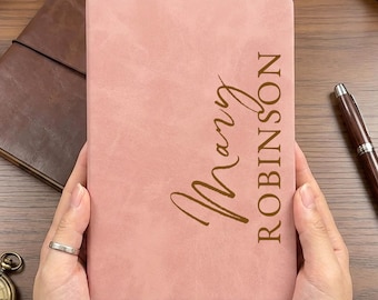 Journal en cuir avec nom personnalisé pour femme, carnet de notes de travail personnalisé, cadeau d'anniversaire pour un ami ou un collègue, cadeau de nouvel emploi pour elle