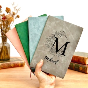 Journal en cuir personnalisé, journal gravé, journal avec nom, cadeau de cahier d'anniversaire, cadeau d'affaires, format voyage, votre logo sur le journal