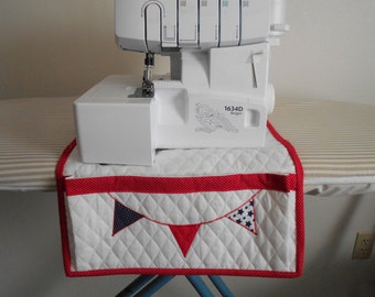 Serger Machine Mat * Flags * Thread Catcher * Scrap Pocket * Bin * Quilted  Fabrics * Organizer