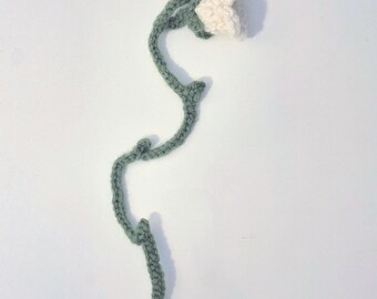 Crochet Bookmark | Lily of the Valley and Leaf, Bag Accessory, Headphones Charm, Flower Bookmark, Cottagecore, Booktok, Aesthetic, Nature
