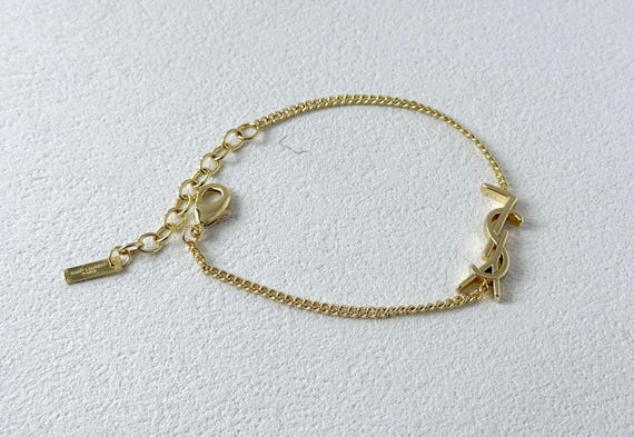 Vintage Fashion Yves Saint Laurent VTG YSL Bracelet Letters Chain With Personality