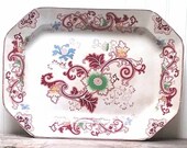 Antique Polychrome Transferware Ironstone Platter circa 1800s made in England by Staffordshire Beautiful Collectable wall decor