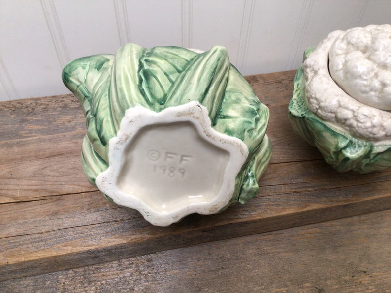 Fitz and Floyd 1989 Cauliflower Sugar Bowl and Creamer discontinued Collectable Pottery image 4